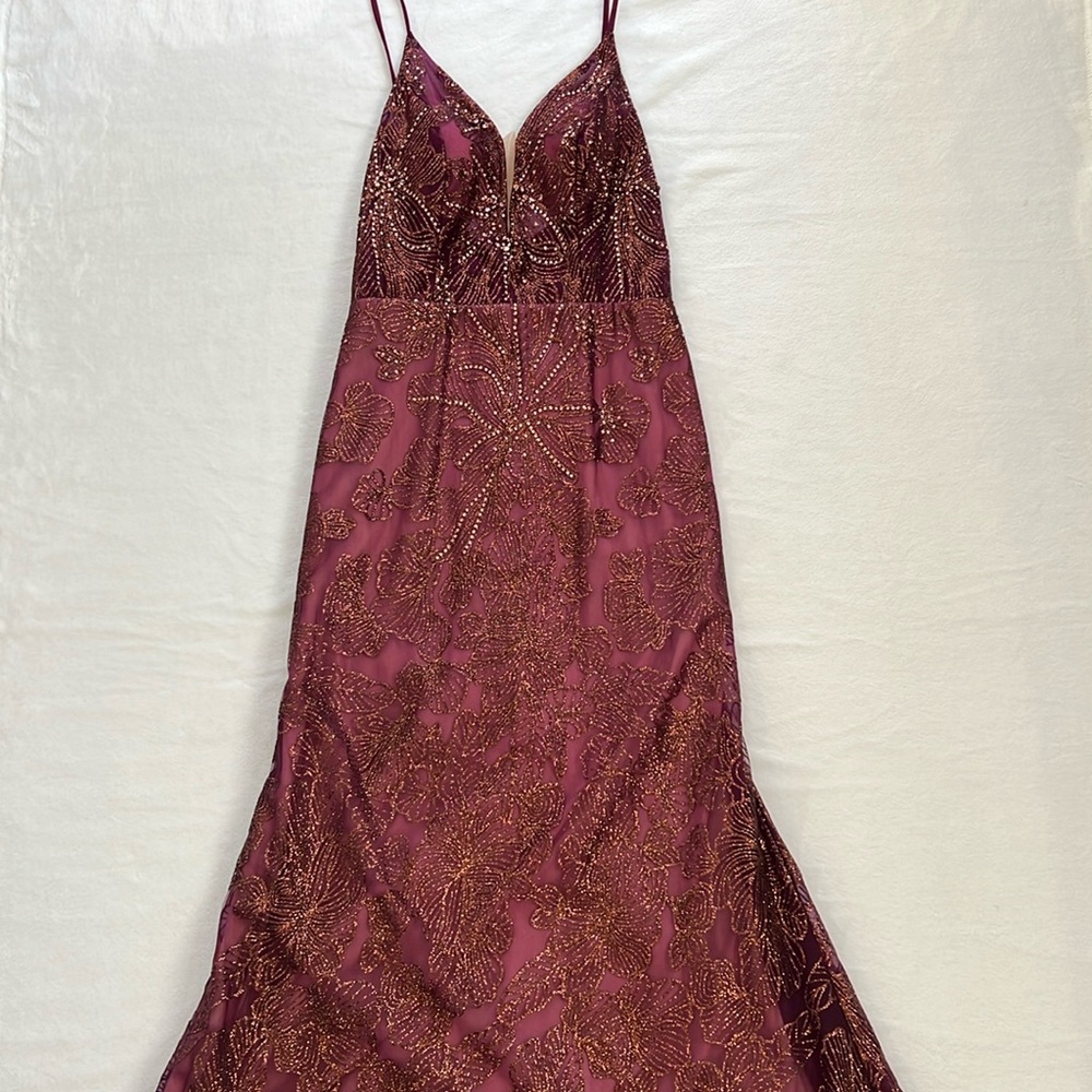 Burgundy Glitter Formal Dress